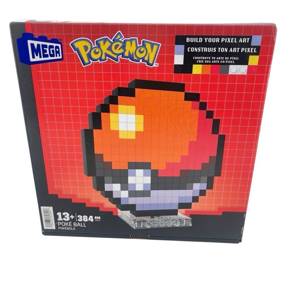 Mega Pokemon Poke Ball Pixel Art Building Set 384 Pieces New Sealed JGJ71 - Picture 2 of 15